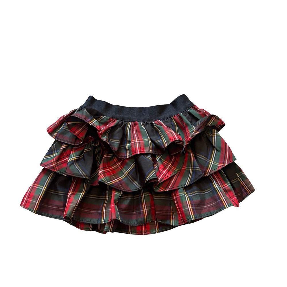 Ralph Lauren Girls‎ 2T Plaid Tiered Ruffle Skirt Red Green Holiday Tartan Mini
